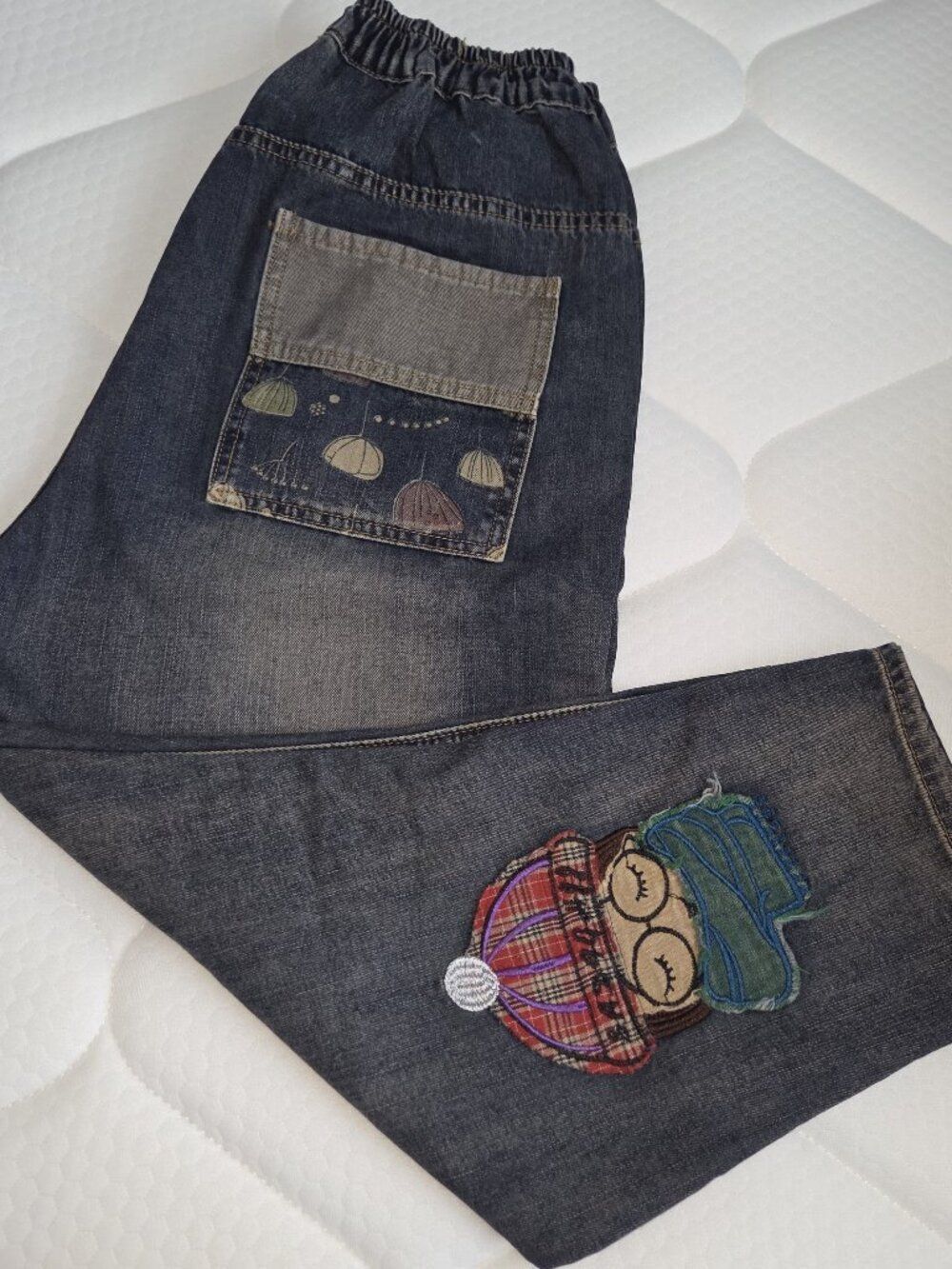 Casual Jeans Denim Loose Pants Elastic Waist with Pockets Size XL (14-16) - Picture 3 of 9